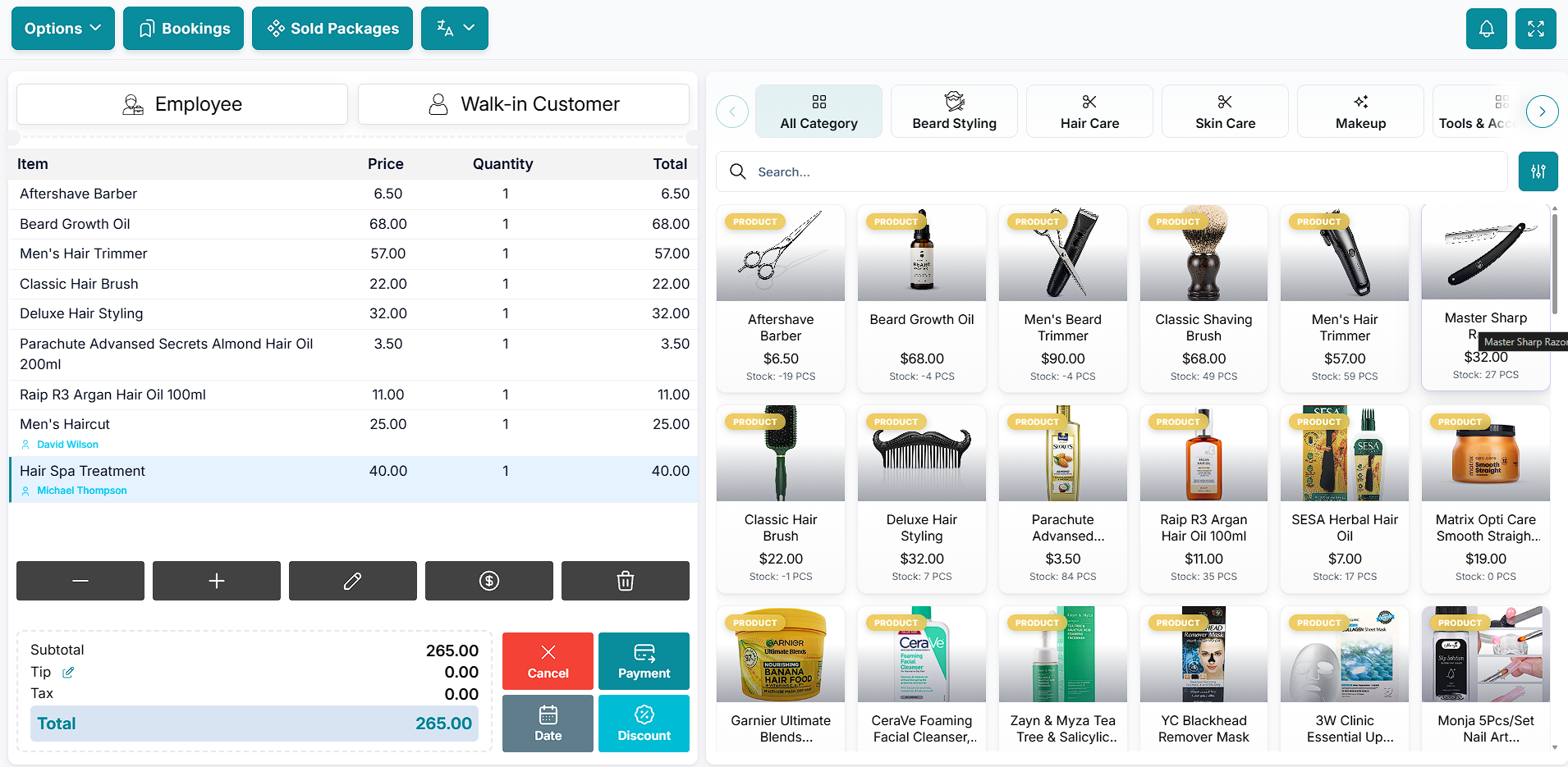 Salon POS checkout